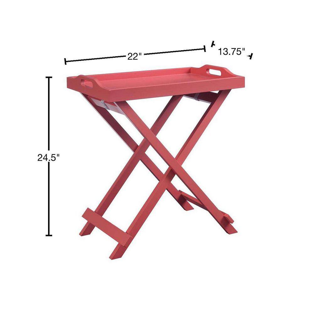 Coral Bliss 22" Foldable Tray Table with Solid Wood Legs