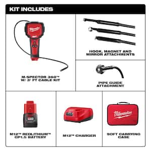 M12 12-Volt Lithium-Ion Cordless M-Spector 360-Degree Digital Inspection Camera Kit with One 1.5 Ah Battery and Tool Bag