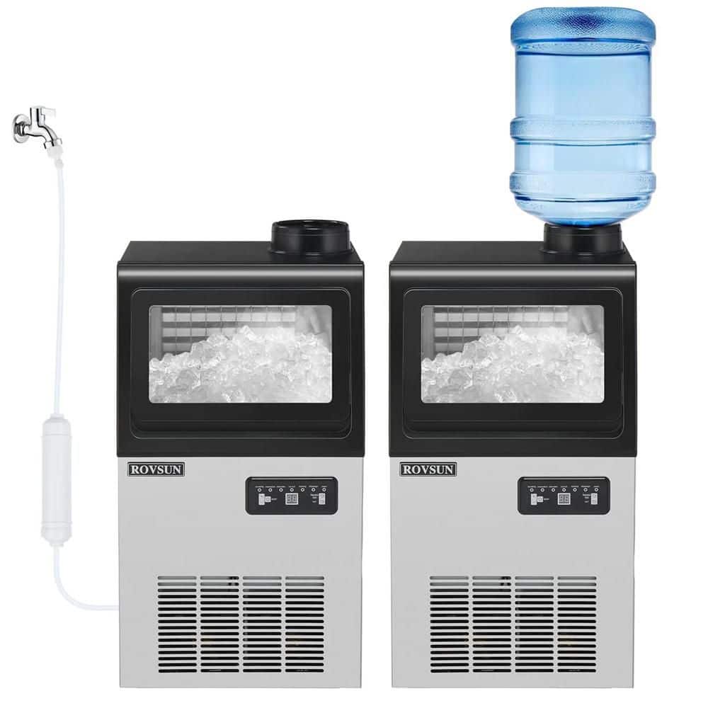 13 in. 90 lbs. 235-Watt 115-Volt Air Cooled Half Size Cubes Freestanding Ice Machine Maker Countertop Silver