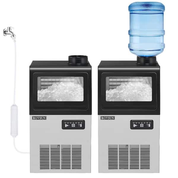 13 in. 90 lbs. 235-Watt 115-Volt Air Cooled Half Size Cubes Freestanding Ice Machine Maker Countertop Silver