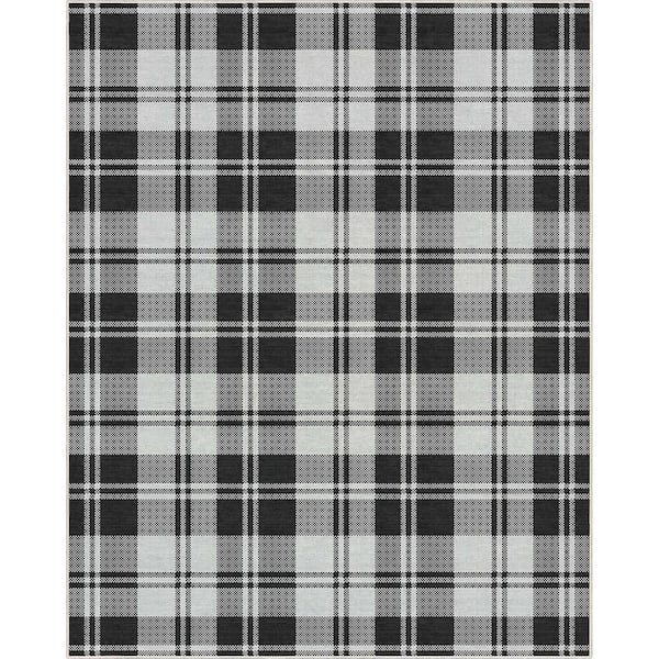 Well Woven Black 7 ft. 7 in. x 9 ft. 10 in. Apollo Plaid Farmhouse Geometric Area Rug