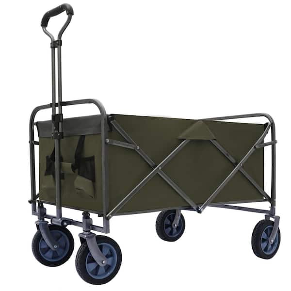 4.5 cu. ft. Khaki Steel Garden Cart with Adjustable Handle for Outdoor