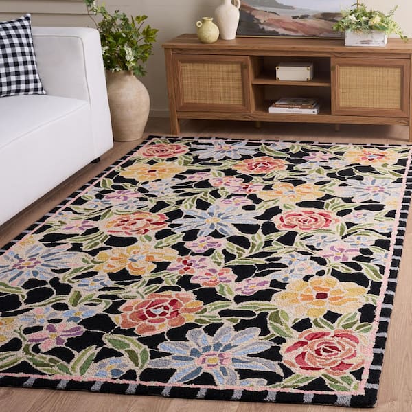 Chelsea 5 ft. x 8 ft. Black Floral Area Rug