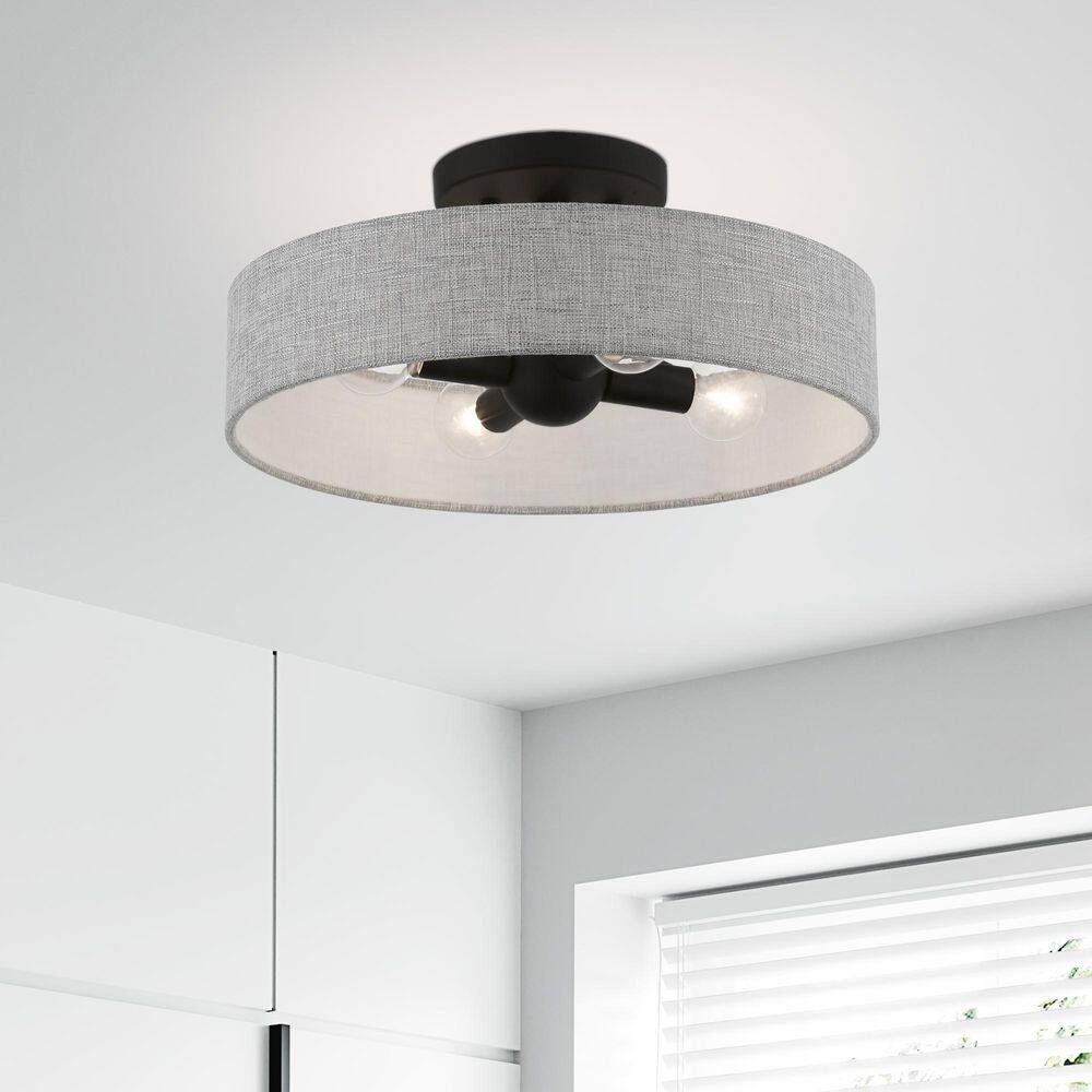 Elmhurst Black and Gray 4-Light Drum Semi-Flush Mount
