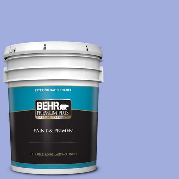 BEHR PREMIUM PLUS 5 gal. #P540-4 Lavender Sky Satin Enamel Exterior Paint & Primer