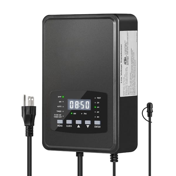 YICHUHAOXI 300W Pipe Capacity Weatherproof Low Voltage Landscape Lighting Transformer with Timer and Photocell Sensor ETL Listed