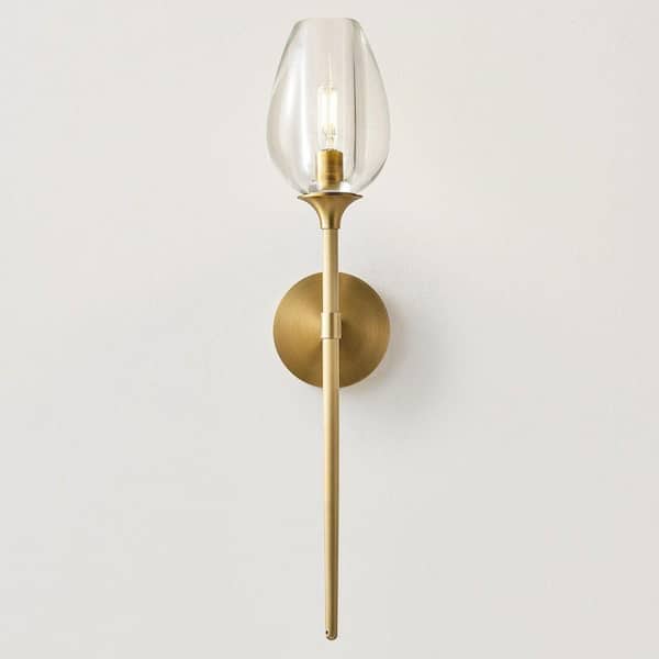22 in. 1-Light 1-Piece Gold Wall Sconce, Modern Wall Light for Bathroom, Bedroom, Living Room, Hallway (Included Bulbs)