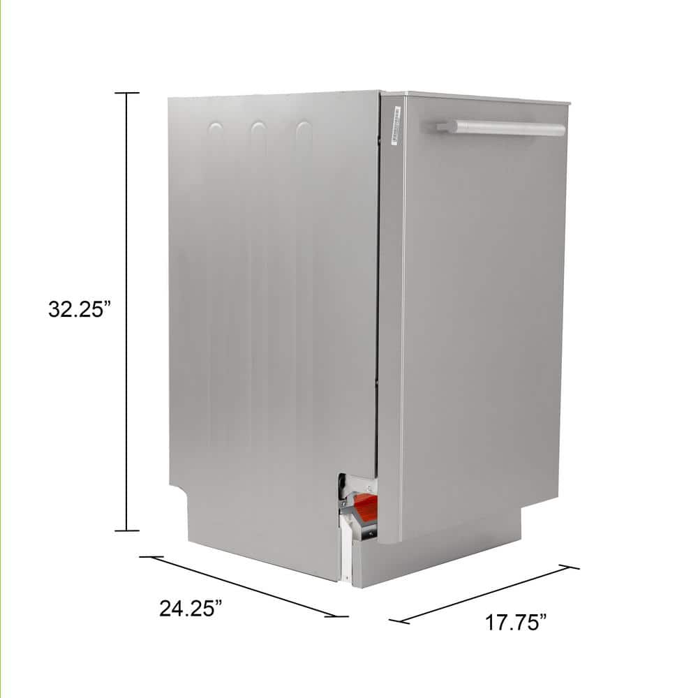 Avanti 18-Inch Silver Stainless Steel Built-In Dishwasher