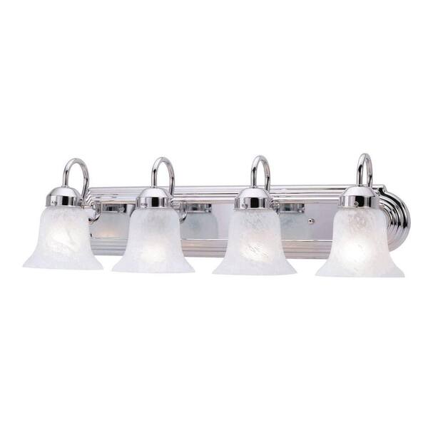 Livex Lighting 4-Light Chrome Bath Light with White Alabaster Glass Shade