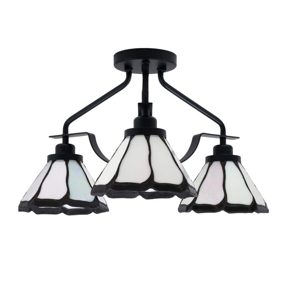 zara ライト Zara 17.25 in. 3-Light Matte Black Semi-Flush with 7 in