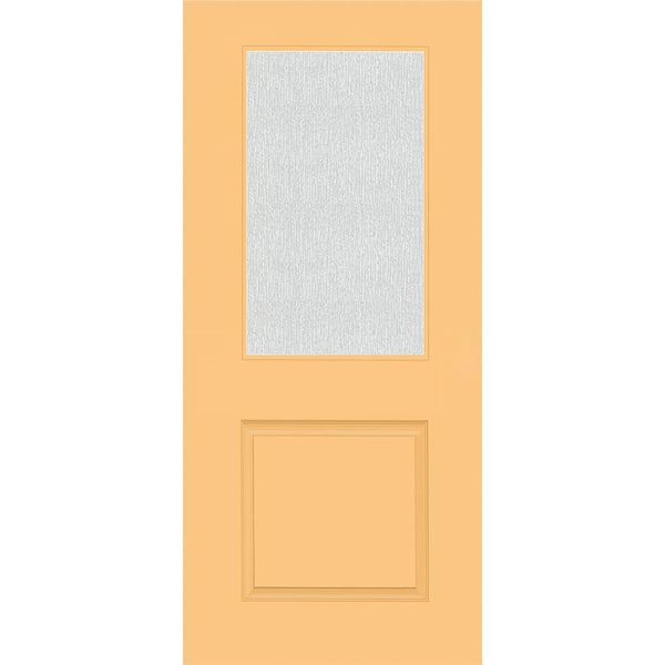 Steves & Sons Legacy 36 in. x 80 in. Universal Handing 1/2 Lite Rain Glass Primed Jackfruit Finish Fiberglass Front Door Slab