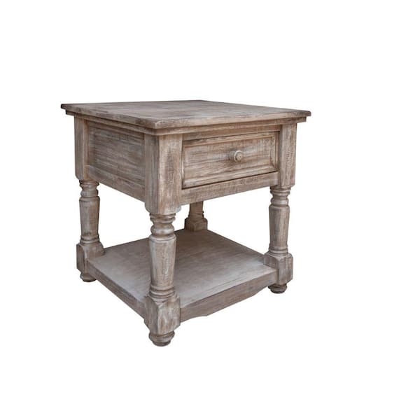 Benjara 23 in. Brown Rectangle Wood End Table with 1-Drawer