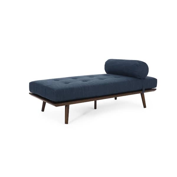 Noble House Vue Navy Blue Fabric Bolster Pillow Chaise Lounge
