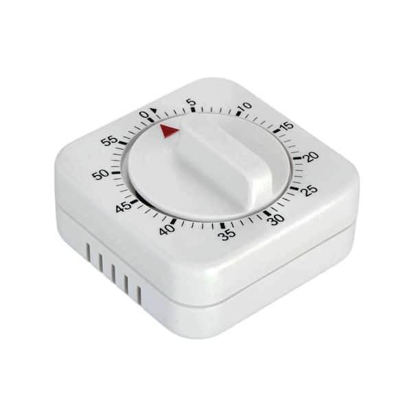 60 Minute Mechanical Kitchen Timer for Kitchen, Classrooms, Home, Study and Cooking, White (1-Pack)