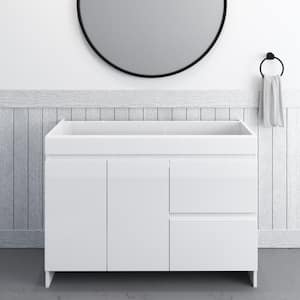 Mace 48 in. W x 18 in. D x 34 in. H Bath Vanity Cabinet without Top in Glossy White with Right-Side Drawers