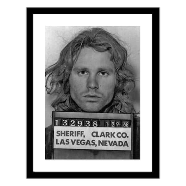 VENICE BEACH Collections Jim Morrison 1968 Mugshot by Unknown 1-Piece Framed Graphic Print Abstract Poster Art Print 18 in. x 14 in.