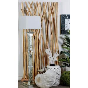 7 ft. Light Brown Single Panel Tree Handmade Room Divider Screen with Raw Branches