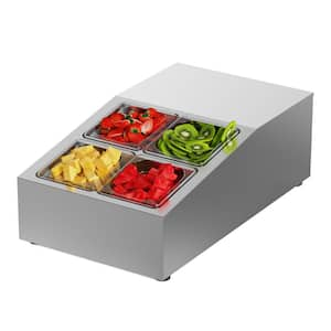 Refrigerated Condiment Prep Station 26 in. 14 Qt. Sandwich Prep Table with 4 1/3 Pans, 102-Watt