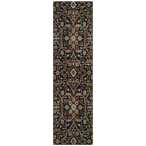 Chantille Machine Washable Indoor/Outdoor Abstract ACN1130 Black 2 ft. 3 in. x 7 ft. 6 in. Area Rug