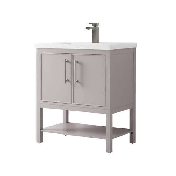Taylor 30 in. W x 18.5 in. D x 34.5 in. H Bath Vanity in Taupe with Ceramic Vanity Top in White with White Sink