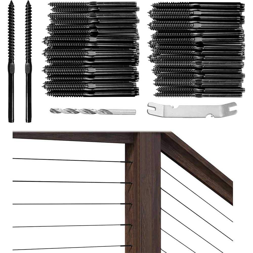 Cable Railing Hardware Kit 1/8 Black Swage Lag Screws Left Right Thread T316 Stainless Steel 20 Pack 0.3 in x 4 in. price history on PriceWatchPro