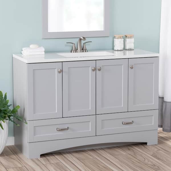 Lancaster 48 in. W x 19 in. D x 33 in. H Single Sink Bath Vanity in Deep Blue with White Cultured Marble Top