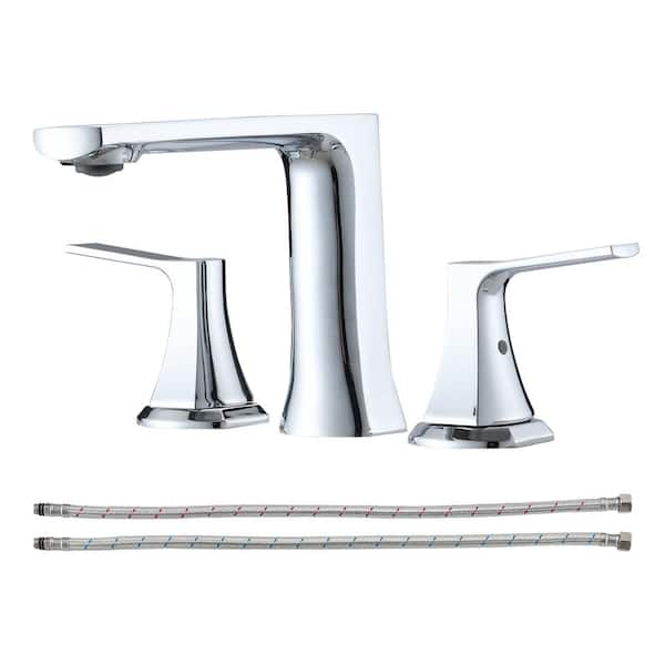 YASINU 8 in. Widespread Double Handles Bathroom Faucet 3 Holes Installation in Chrome (1 Pack)