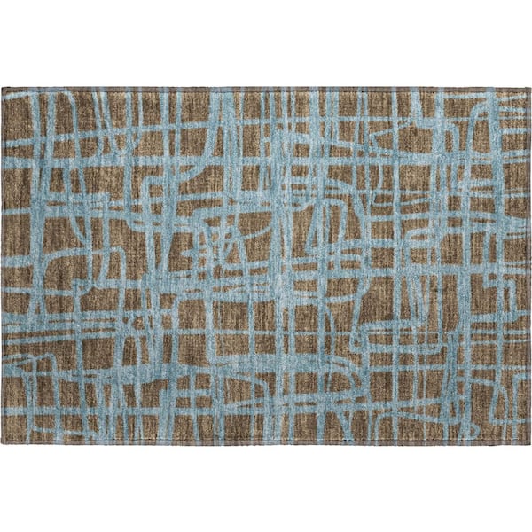Mayfield Premium Machine Washable Abstract AMF2491 Chocolate 2 ft. x 3 ft. Accent Rug