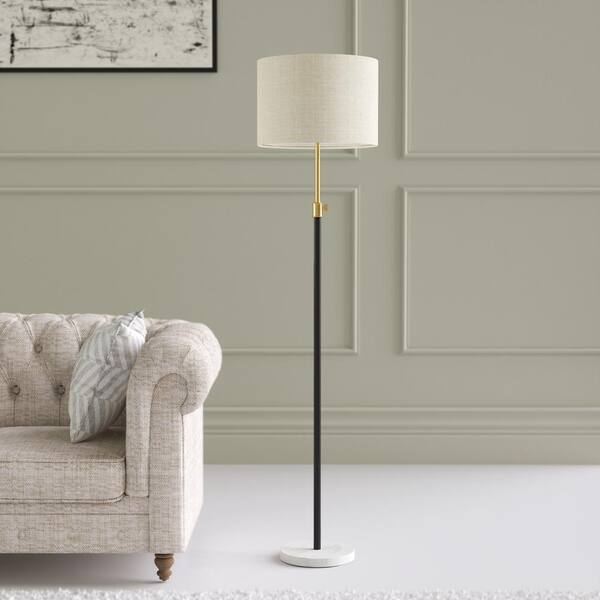 Maxax Alderston 68 in. Black Metal Standard Floor Lamp with Fabric Shade.