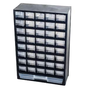 17.5 in. 41-Compartment Hardware Storage Small Parts Organizer in Black