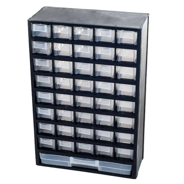 17.5 in. 41-Compartment Hardware Storage Small Parts Organizer in Black