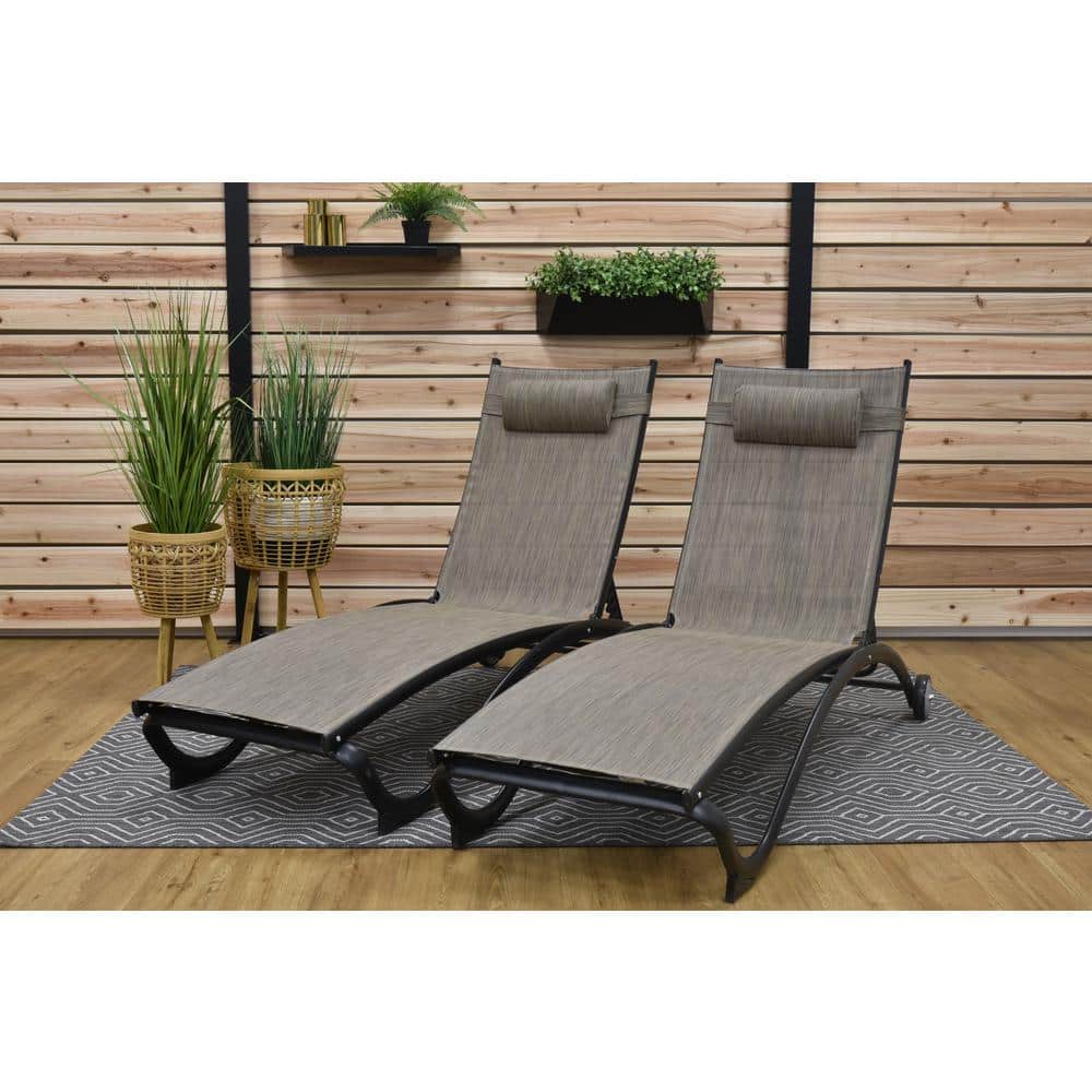 Glendale Granite Adjustable Outdoor Chaise Lounger with Cushions