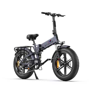 20 in 750W Aluminum High-performance Full Suspension Foldable Electric Bike with LED Display in Grey