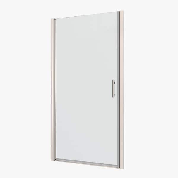 24 to 25 3/8 in. W x 72.00 in. H Pivot Semi-Frameless Shower Door in Chrome with Clear Tempered Glass