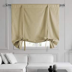 Shaker Beige Solid Cotton 46 in. W x 63 in. L Room Darkening Rod Pocket Tie-Up Window Shade (1 Panel)