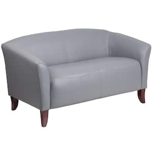 Hercules Imperial 52 in. Gray Faux Leather 2-Seat Loveseat with Square Arms