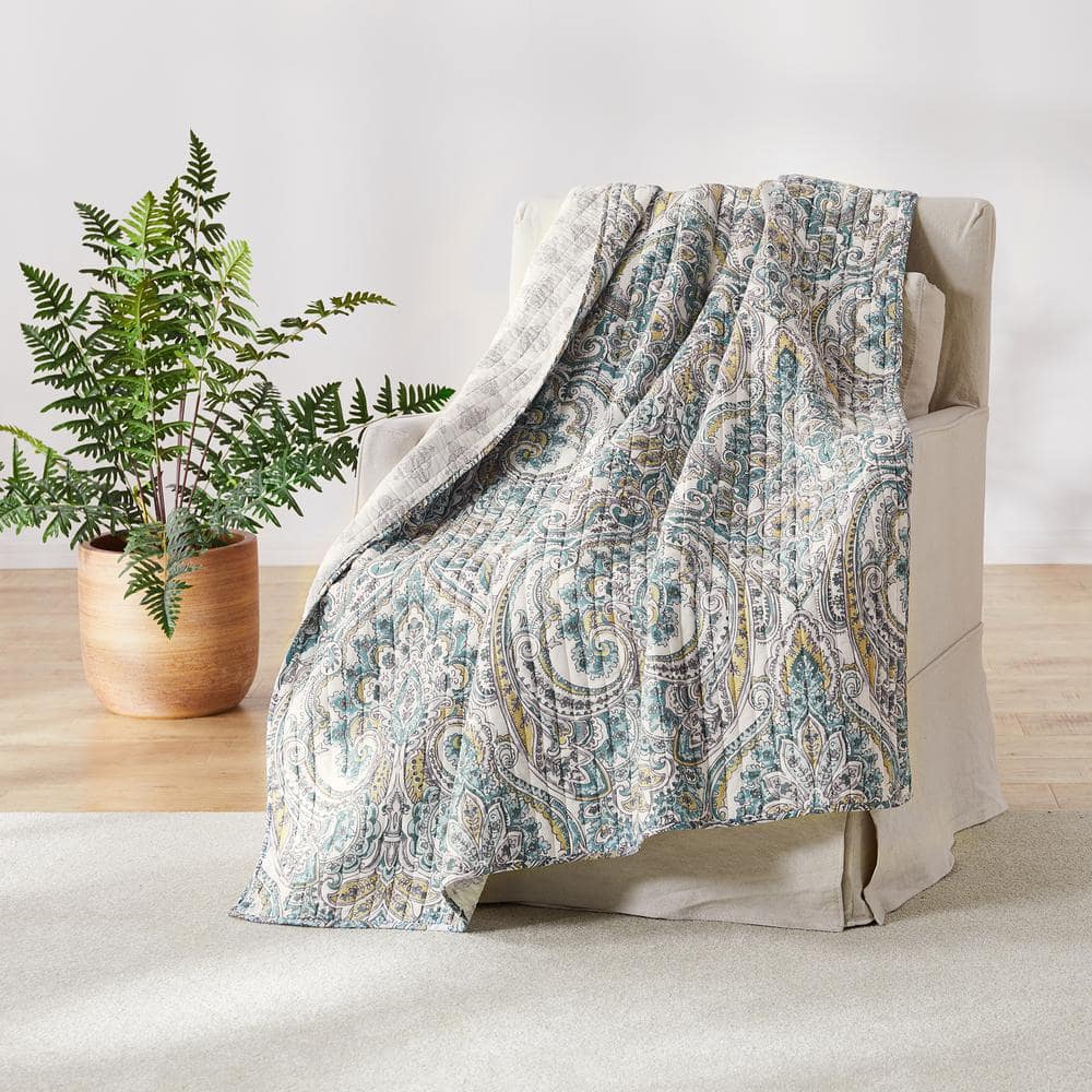 Rome Multicolor Cotton Quilted Reversible Throw Blanket