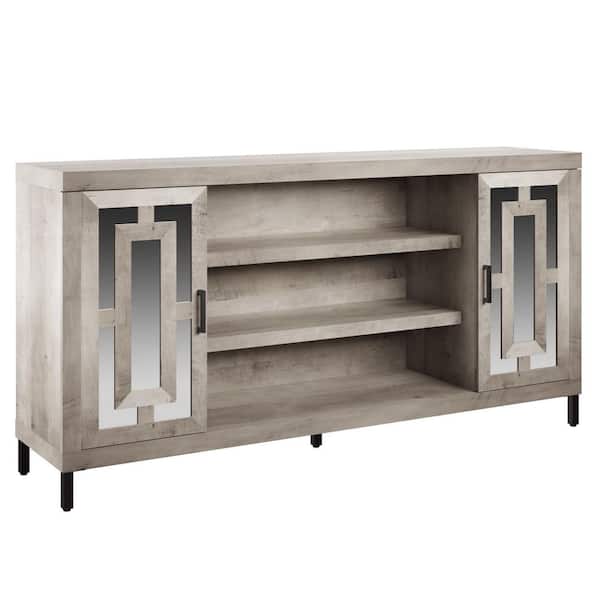 Twin Star Home 67.75 in. Valley Pine TV Stand Fits TVs up to 70 in. with Mirrored Doors