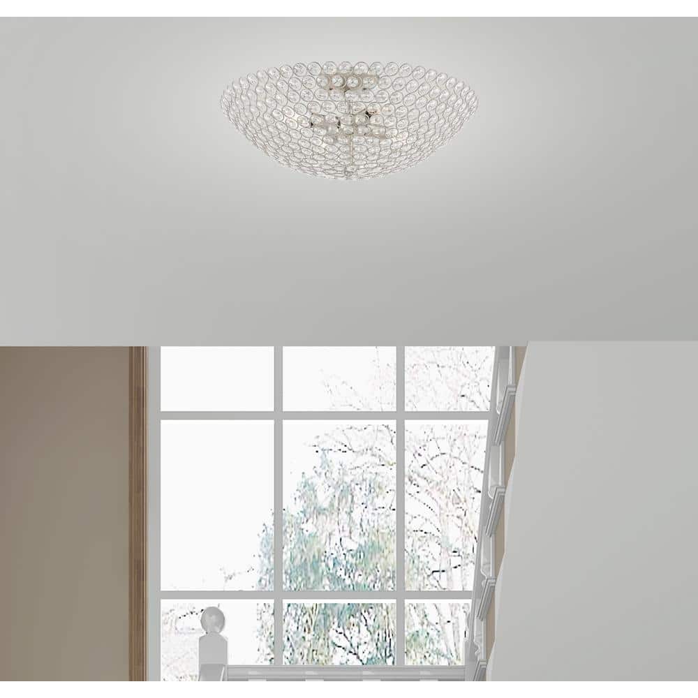 Cassandra Brushed Nickel 4-Light Crystal Bowl Ceiling Fixture