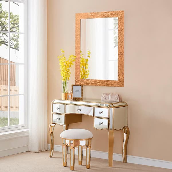 Dovelina Medium Rectangle Gold Hooks Classic Mirror (31.5 in. H x 23.6 in. W)