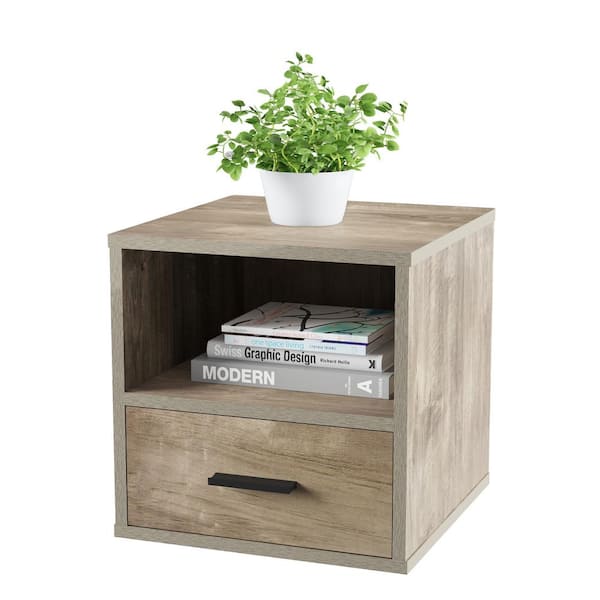 Unbranded 15.75 in. Gray End Table with Drawer