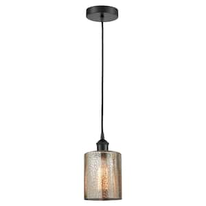 Cobbleskill 60-Watt 1-Light Matte Black Standard Mini Pendant Light with Mercury Glass, No Bulbs Included