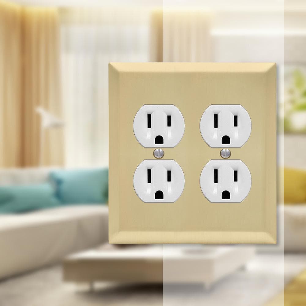 Satin Brass Double Duplex Steel Wall Plate