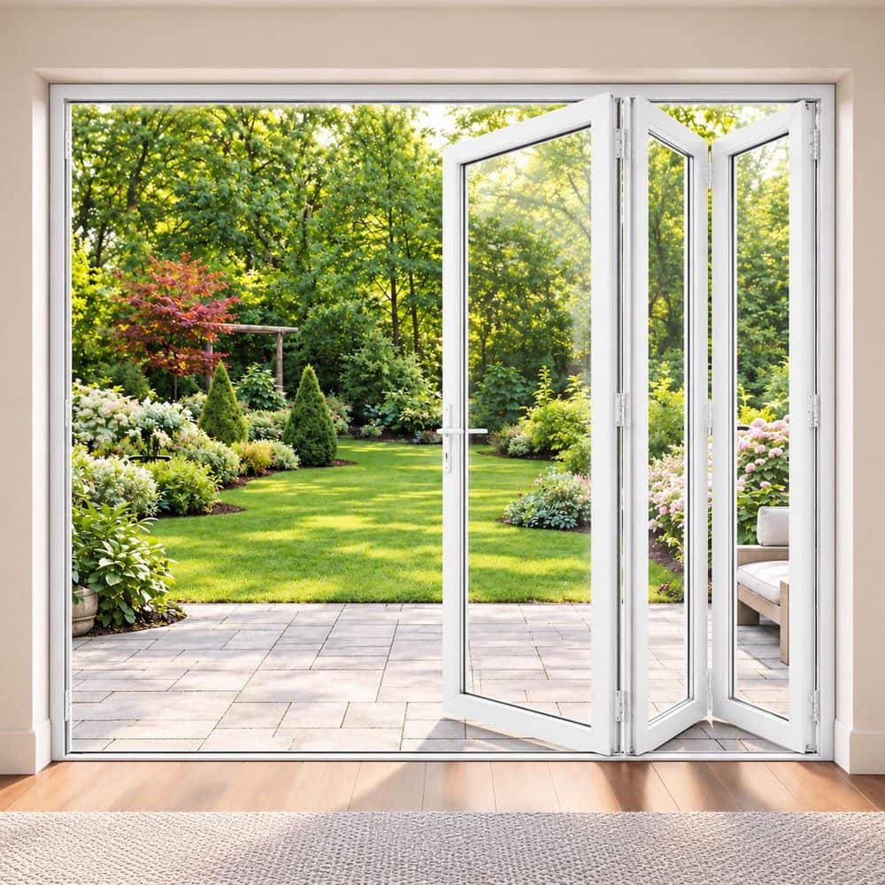 ERIS 72 in. x 80 in. Right Swing/Outswing White Aluminum Folding Patio door