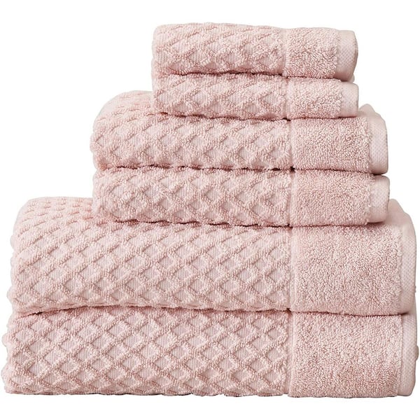 The Clean Store 6-Piece Pink Diamond Cotton Bath Towel Set (2-Bath Towels 2-Hand Towels and 2-Washcloths)