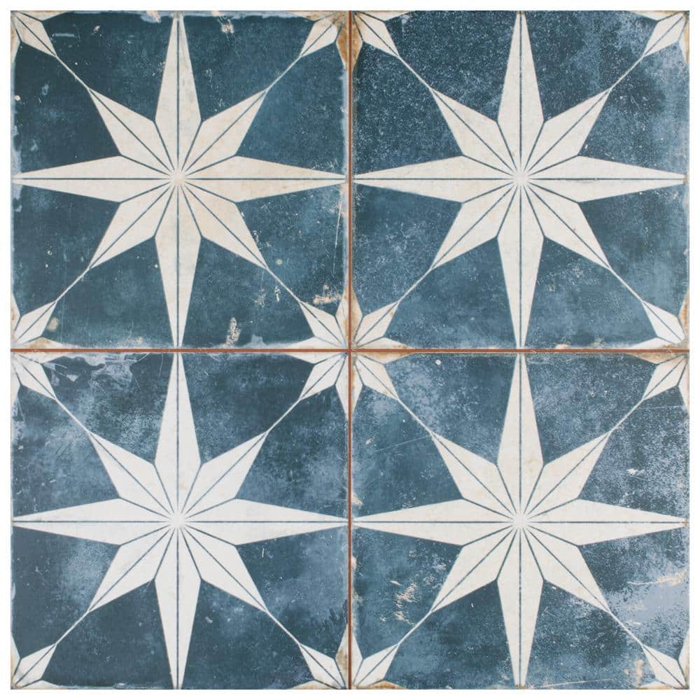 Kings Star Sky Blue and White Ceramic Floor and Wall Tile