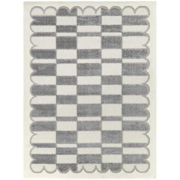 Sylvester Cream 7 ft. 10 in. x 10 ft. Checkered Area Rug