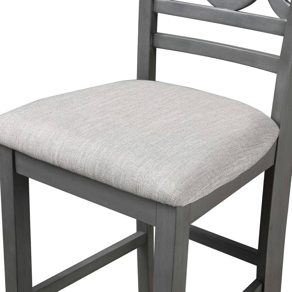 Cori Gray Round Wood Counter Dining Set with 4 Chairs