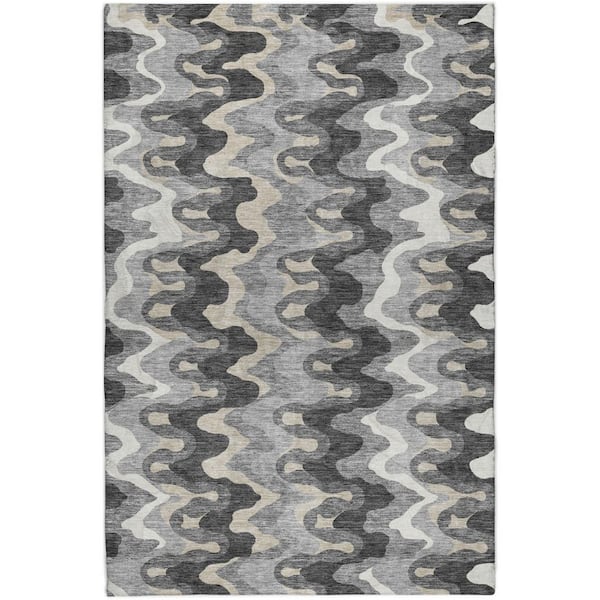 Dream Shag Premium Machine Washable Abstract ADS750 Gray 10 ft. x 14 ft. Area Rug