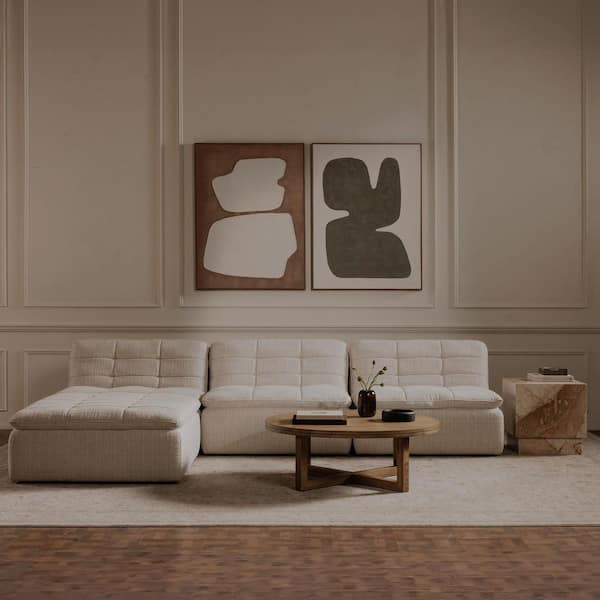 Arlisse 42 in. Natural Round Solid Oak Wood Coffee Table with Dual-Layer Top and Iron Crisscross Base